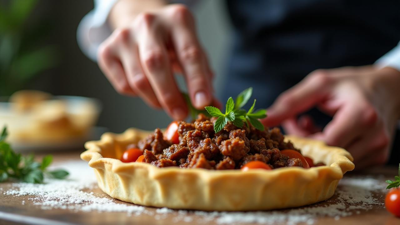 Открытый пирог с мясом: сытное и ароматное блюдо